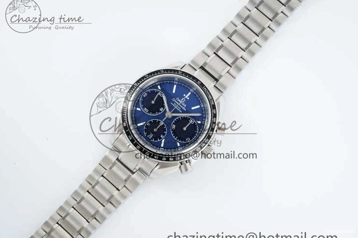 0405 UrbanChic Speedmaster Racing Master SS HKF Best Edition Blue Black Dial on SS Bracelet A 7808